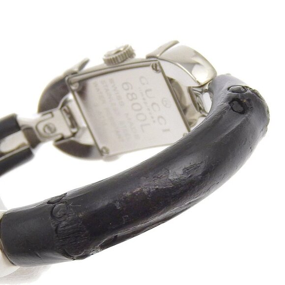 GUCCI Bangle Watches 6800L blackDial Stainless Steel/Bamboo Quartz Analog main image 8